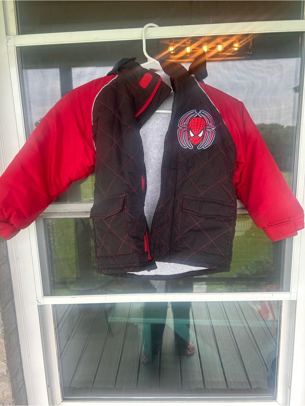 Marvel Spider-Man Boys Quilted Winter Puffer Jacket Faux Fur Back Patch Size